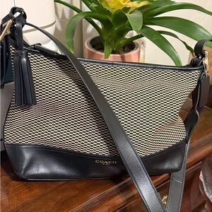 Coach Checkered Black and Cream shoulder  Bag